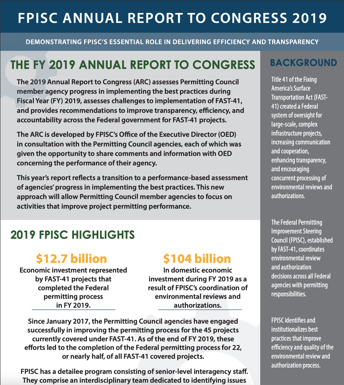 FY 2019 Annual Report to Congress Fact Sheet